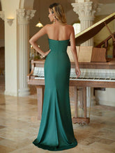 Split Thigh Taffeta Overlay Sequin Sheath Prom Dress